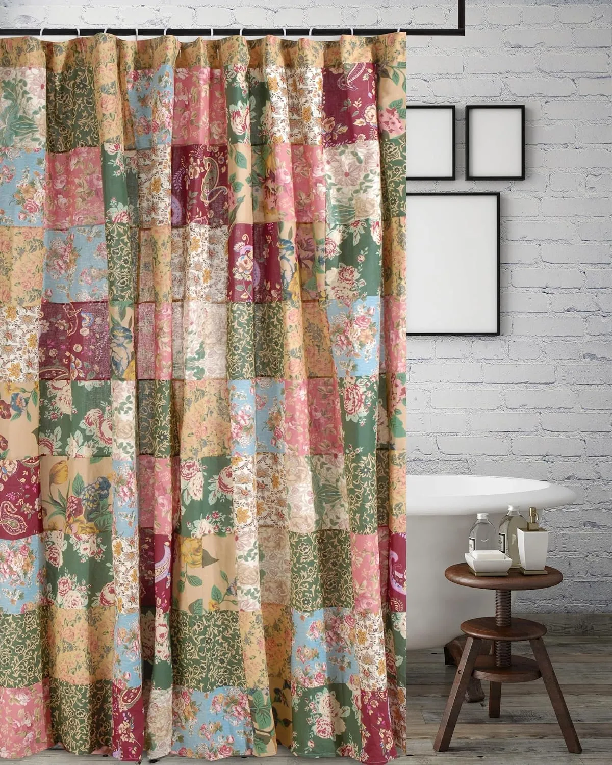 Greenland Home Antique Chic Shower Curtain, 72x72 inches, Featuring Authentic Patchwork Construction, 100% Cotton, Lined