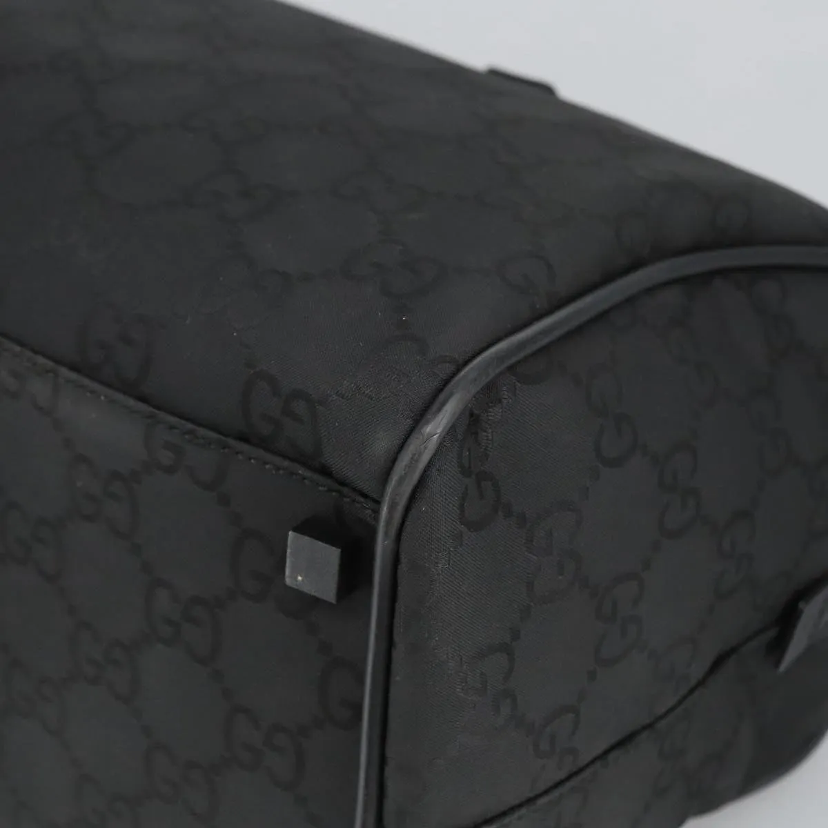 GUCCI GG Canvas Boston Bag Black Silver 012 0383 hk1725