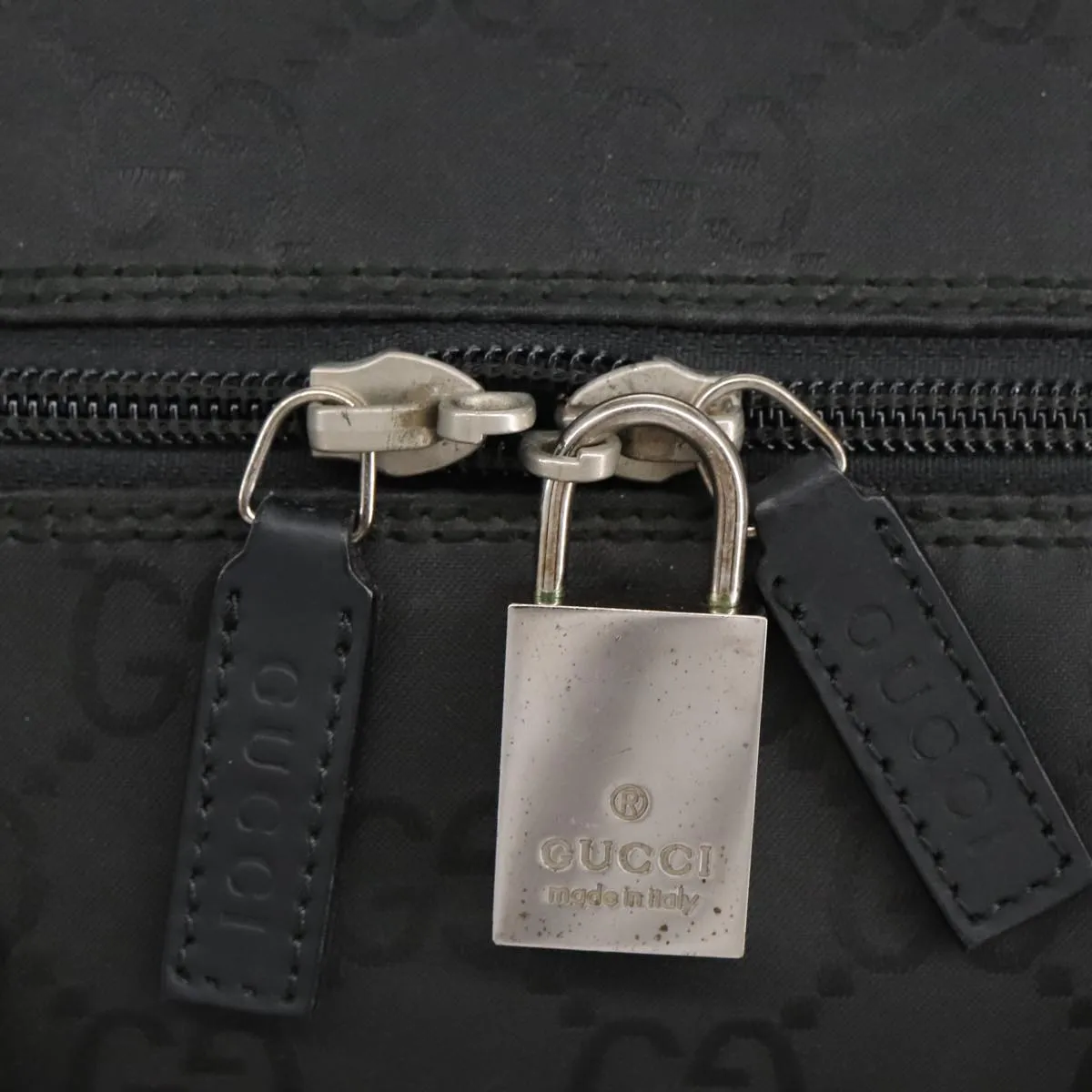GUCCI GG Canvas Boston Bag Black Silver 012 0383 hk1725
