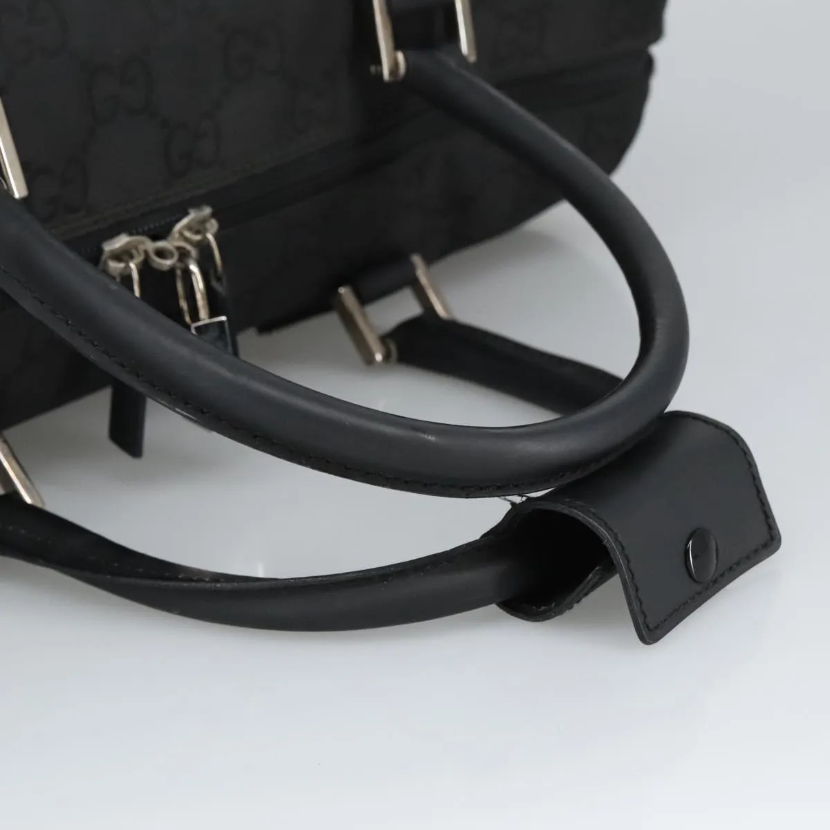 GUCCI GG Canvas Boston Bag Black Silver 012 0383 hk1725