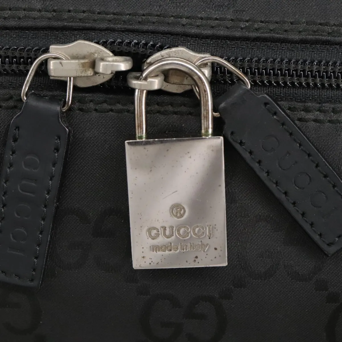 GUCCI GG Canvas Boston Bag Black Silver 012 0383 hk1725