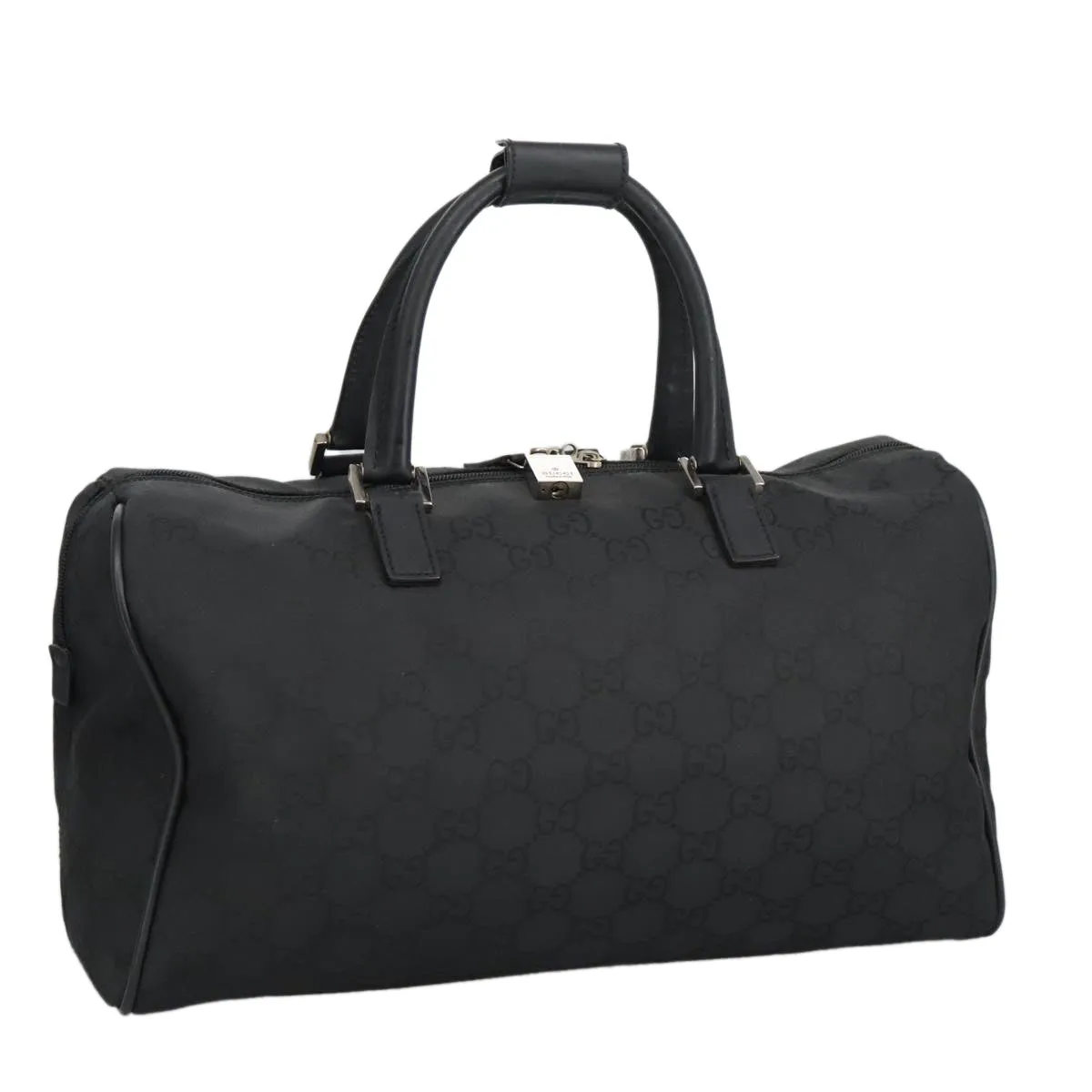 GUCCI GG Canvas Boston Bag Black Silver 012 0383 hk1725