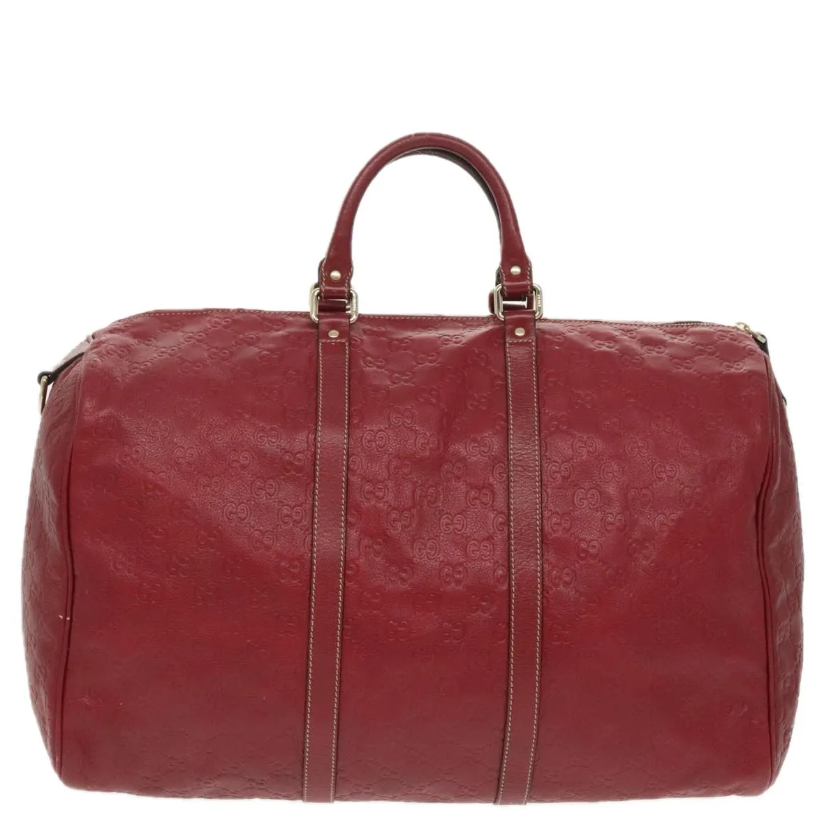 GUCCI GG Canvas Guccissima Boston Bag Leather Red Gold 206501 yk15866