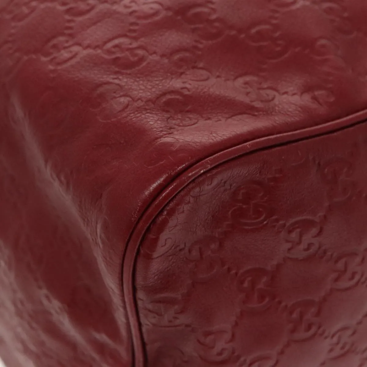 GUCCI GG Canvas Guccissima Boston Bag Leather Red Gold 206501 yk15866