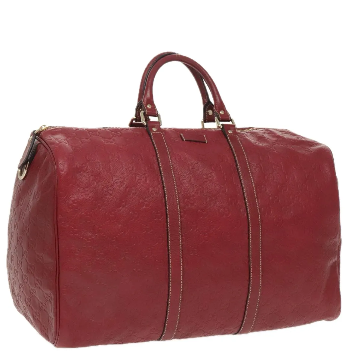 GUCCI GG Canvas Guccissima Boston Bag Leather Red Gold 206501 yk15866