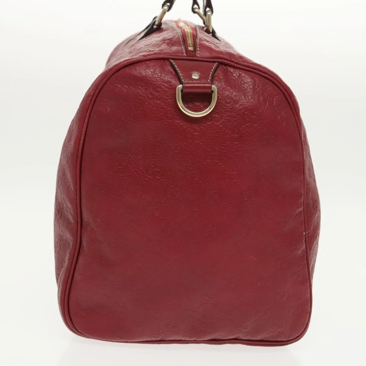 GUCCI GG Canvas Guccissima Boston Bag Leather Red Gold 206501 yk15866