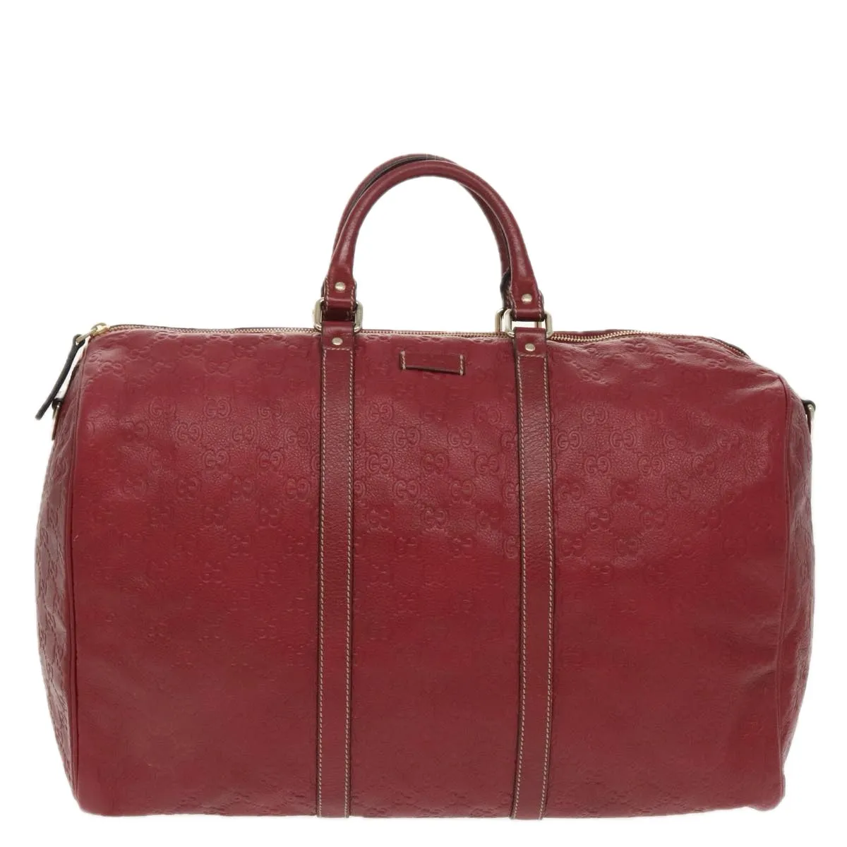 GUCCI GG Canvas Guccissima Boston Bag Leather Red Gold 206501 yk15866