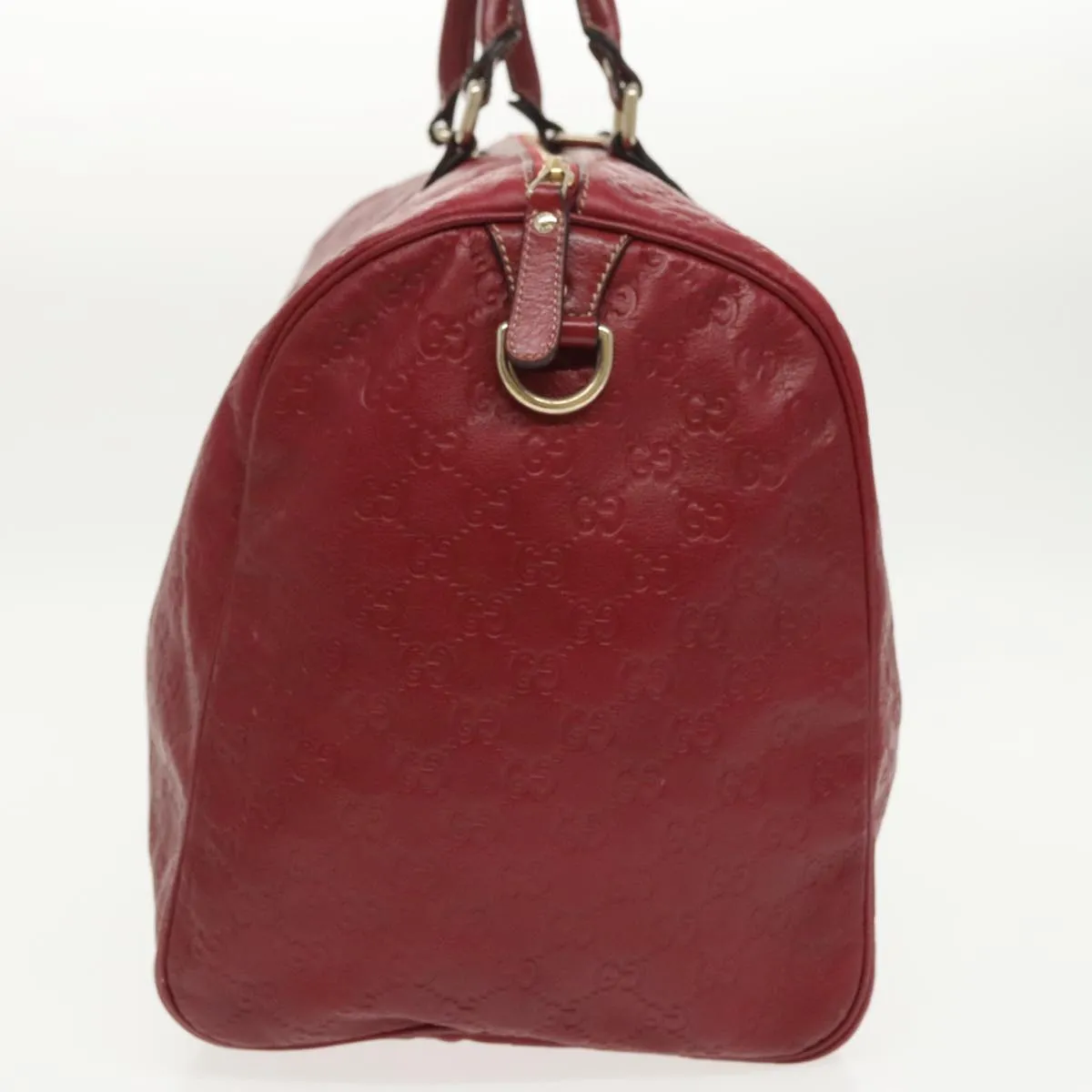 GUCCI GG Canvas Guccissima Boston Bag Leather Red Gold 206501 yk15866