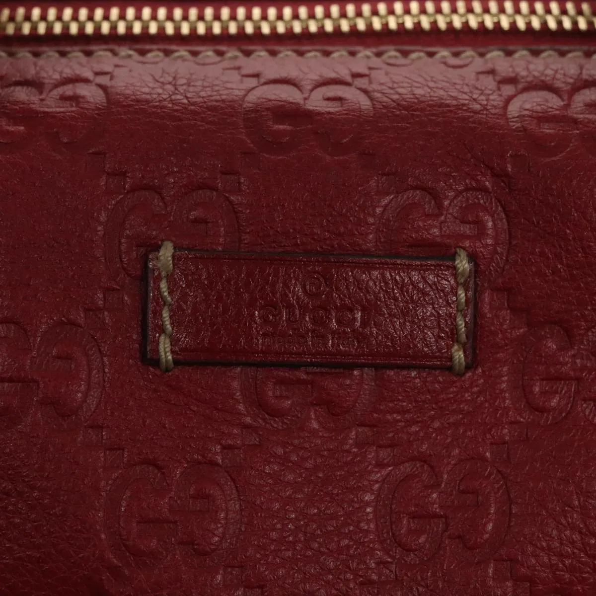 GUCCI GG Canvas Guccissima Boston Bag Leather Red Gold 206501 yk15866