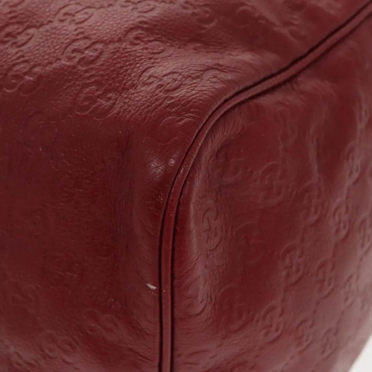 GUCCI GG Canvas Guccissima Boston Bag Leather Red Gold 206501 yk15866