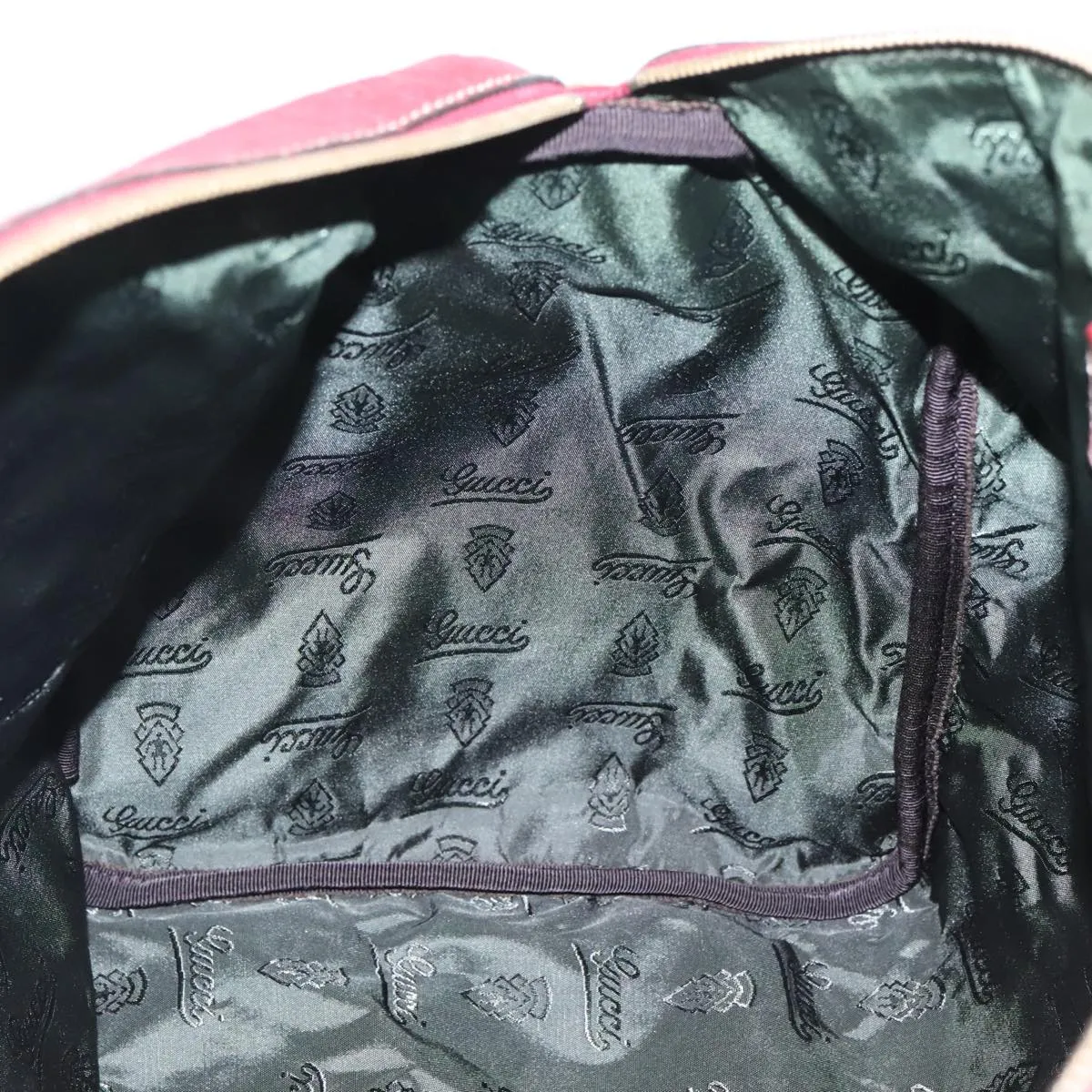 GUCCI GG Canvas Guccissima Boston Bag Leather Red Gold 206501 yk15866
