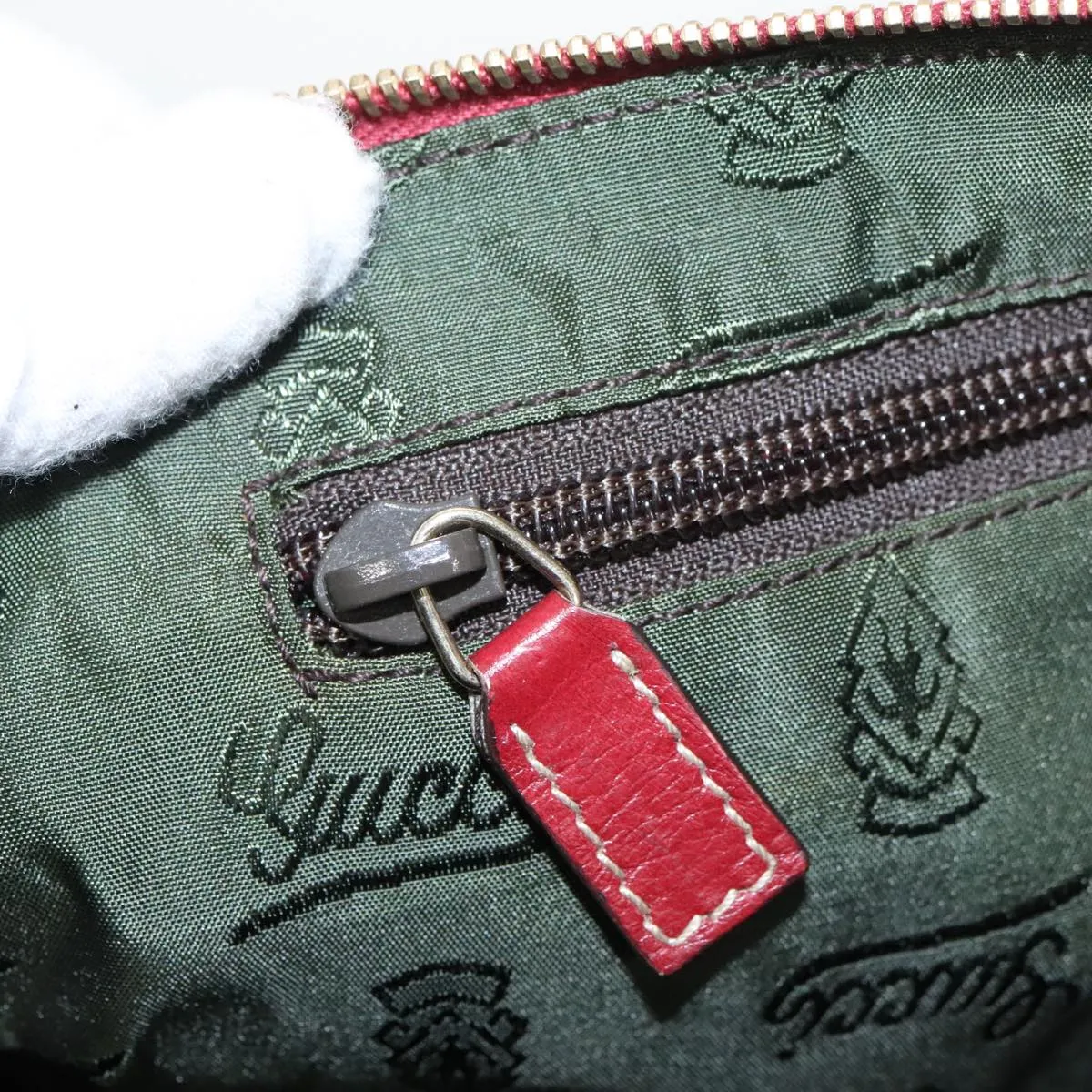 GUCCI GG Canvas Guccissima Boston Bag Leather Red Gold 206501 yk15866