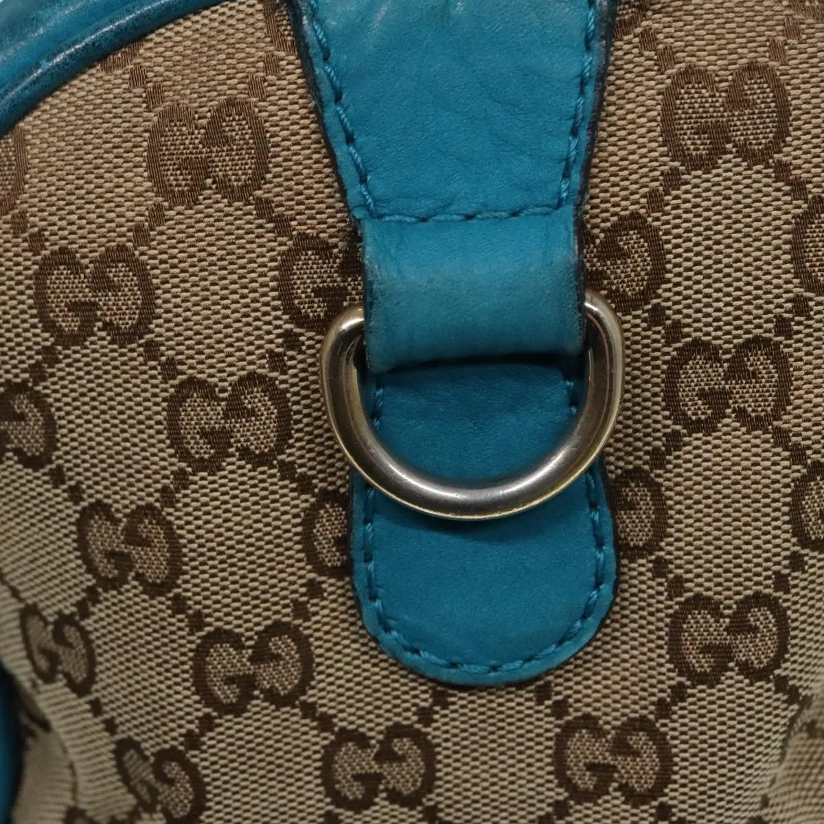 GUCCI GG Canvas Sherry Line Boston Bag 2way Beige Blue 247205 89624