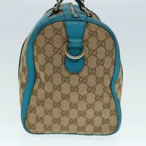 GUCCI GG Canvas Sherry Line Boston Bag 2way Beige Blue 247205 89624