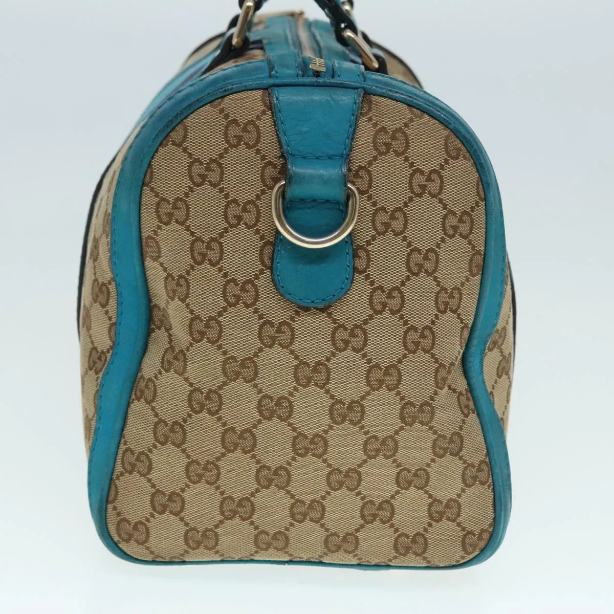 GUCCI GG Canvas Sherry Line Boston Bag 2way Beige Blue 247205 89624
