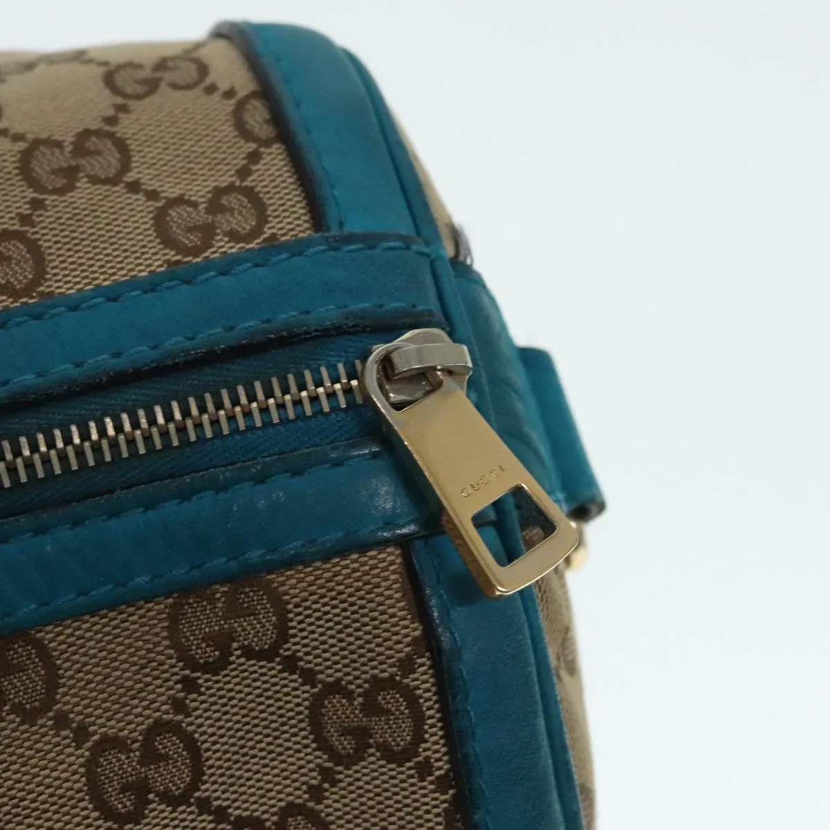 GUCCI GG Canvas Sherry Line Boston Bag 2way Beige Blue 247205 89624