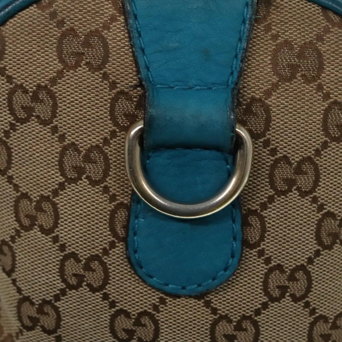 GUCCI GG Canvas Sherry Line Boston Bag 2way Beige Blue 247205 89624