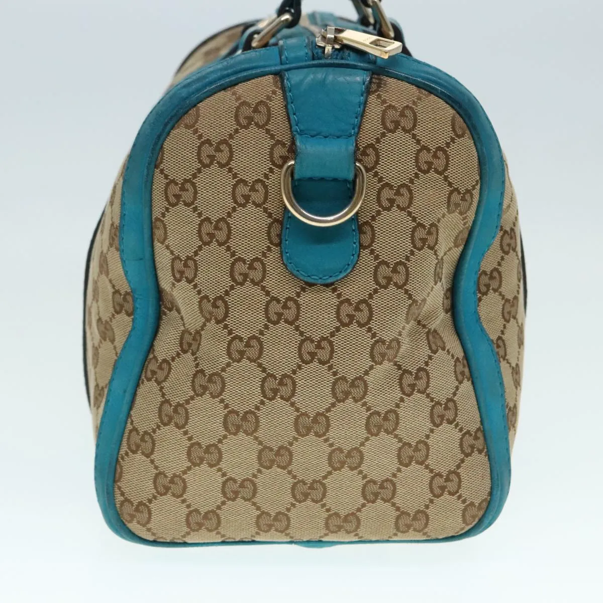 GUCCI GG Canvas Sherry Line Boston Bag 2way Beige Blue 247205 89624