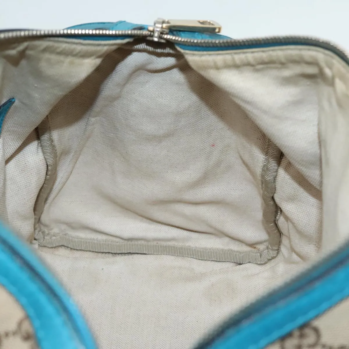 GUCCI GG Canvas Sherry Line Boston Bag 2way Beige Blue 247205 89624