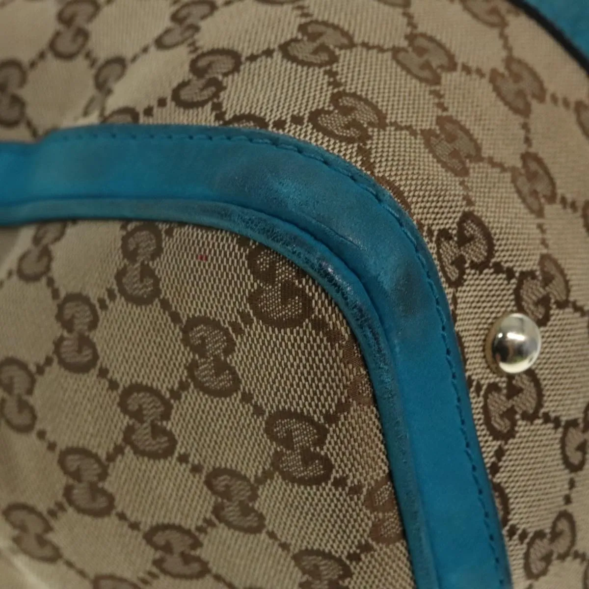 GUCCI GG Canvas Sherry Line Boston Bag 2way Beige Blue 247205 89624