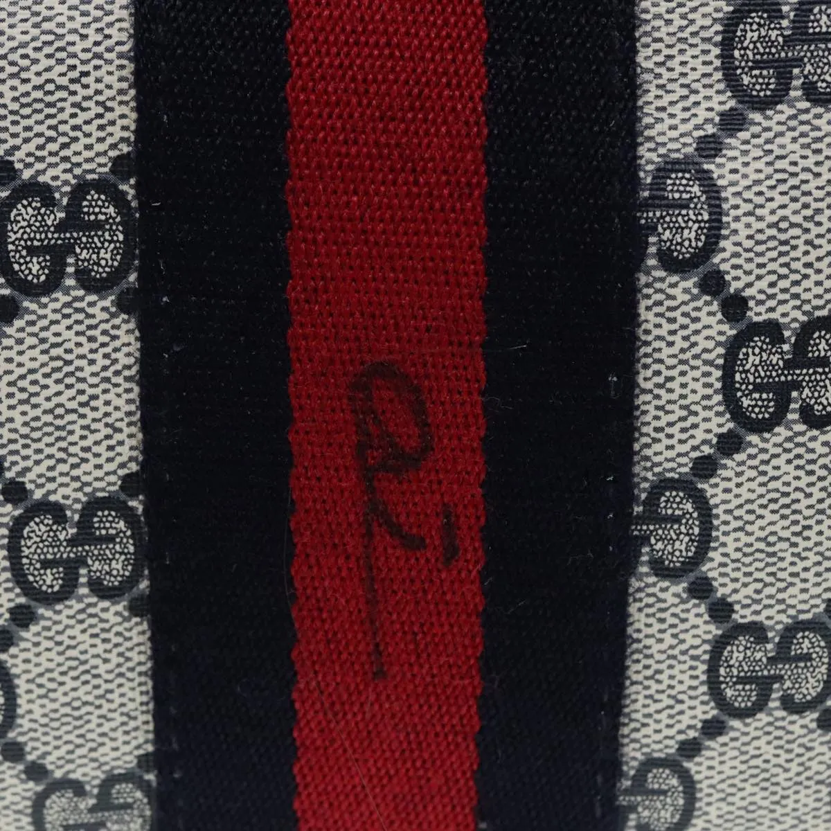 GUCCI GG Canvas Sherry Line Boston Bag PVC Leather Navy Red 92245