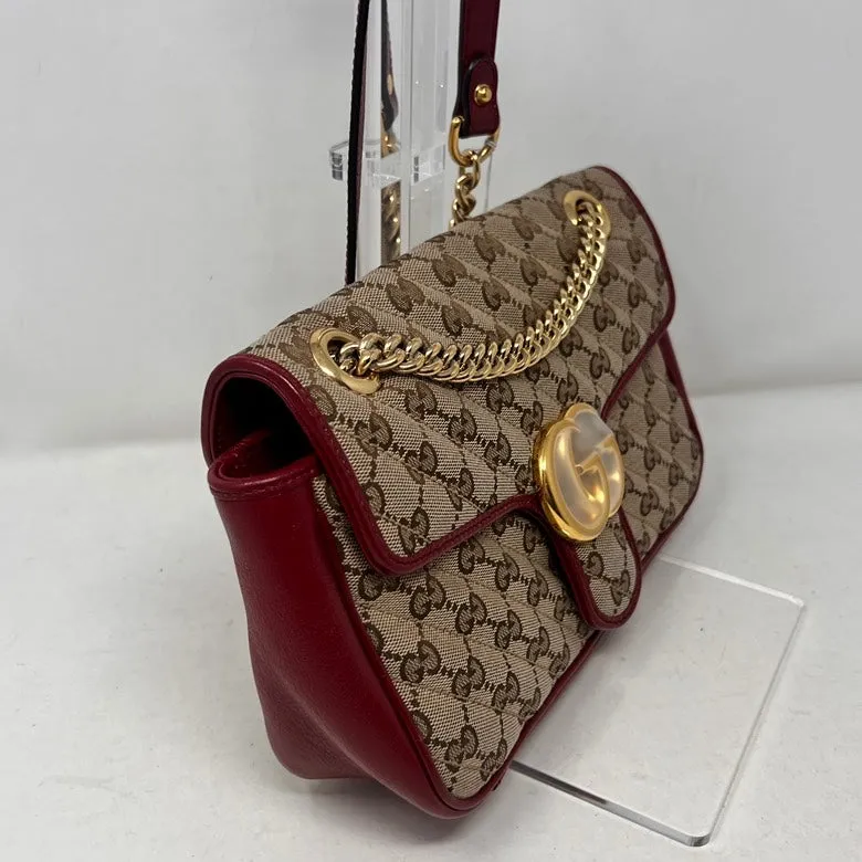 Gucci GG Marmont Canvas & Leather Red Crossbody Bag AF088