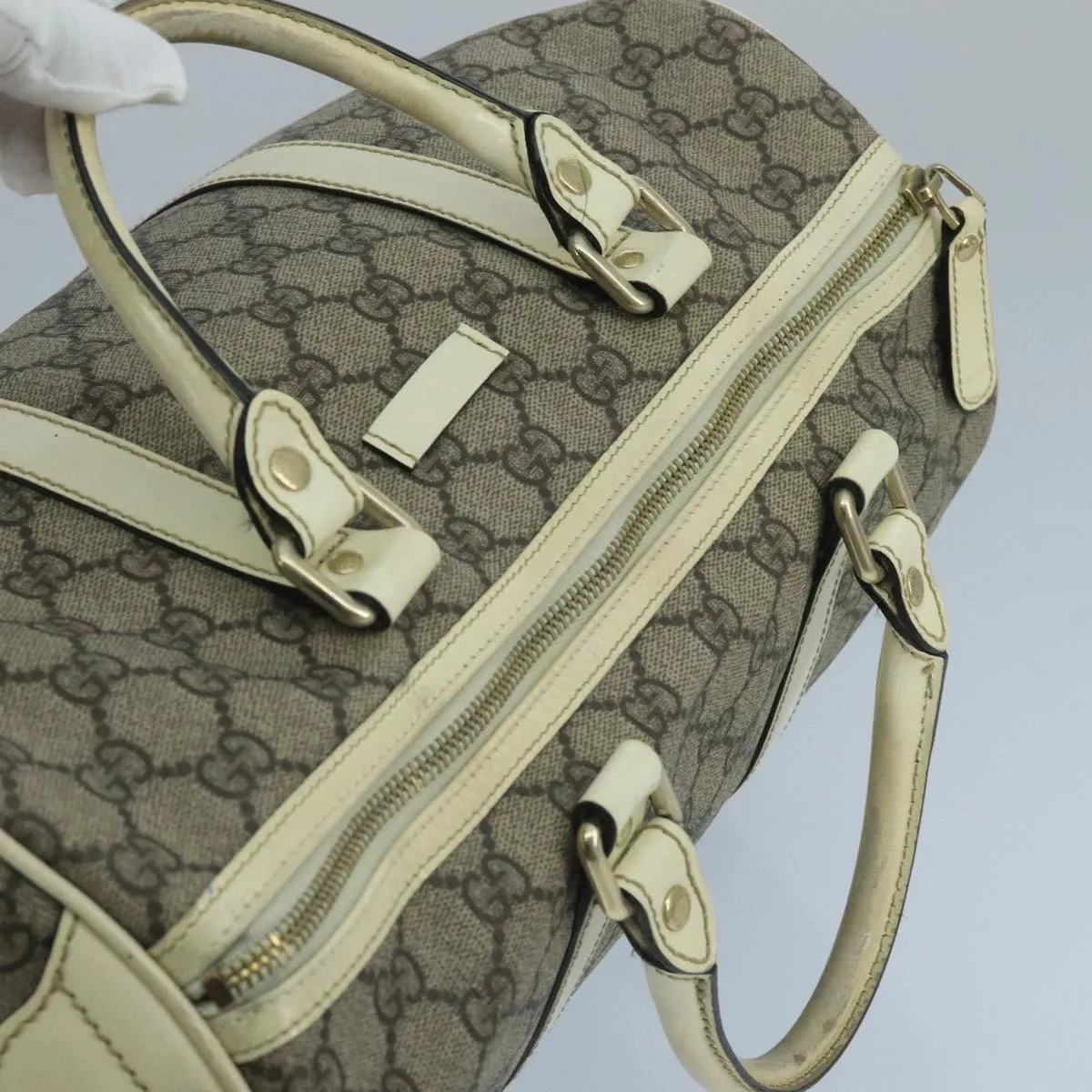 GUCCI GG Supreme Boston Bag PVC Beige 193603 104615