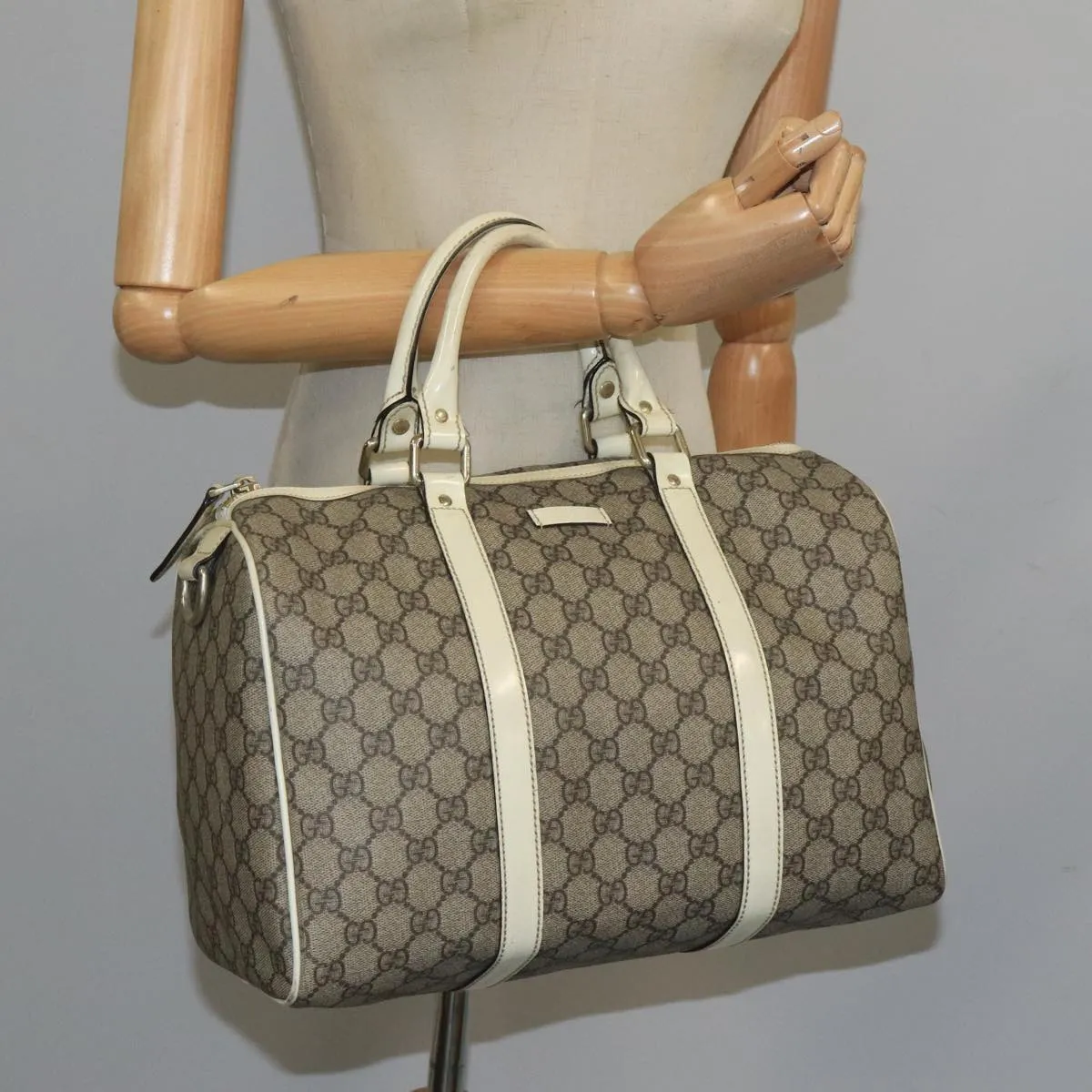 GUCCI GG Supreme Boston Bag PVC Beige 193603 104615