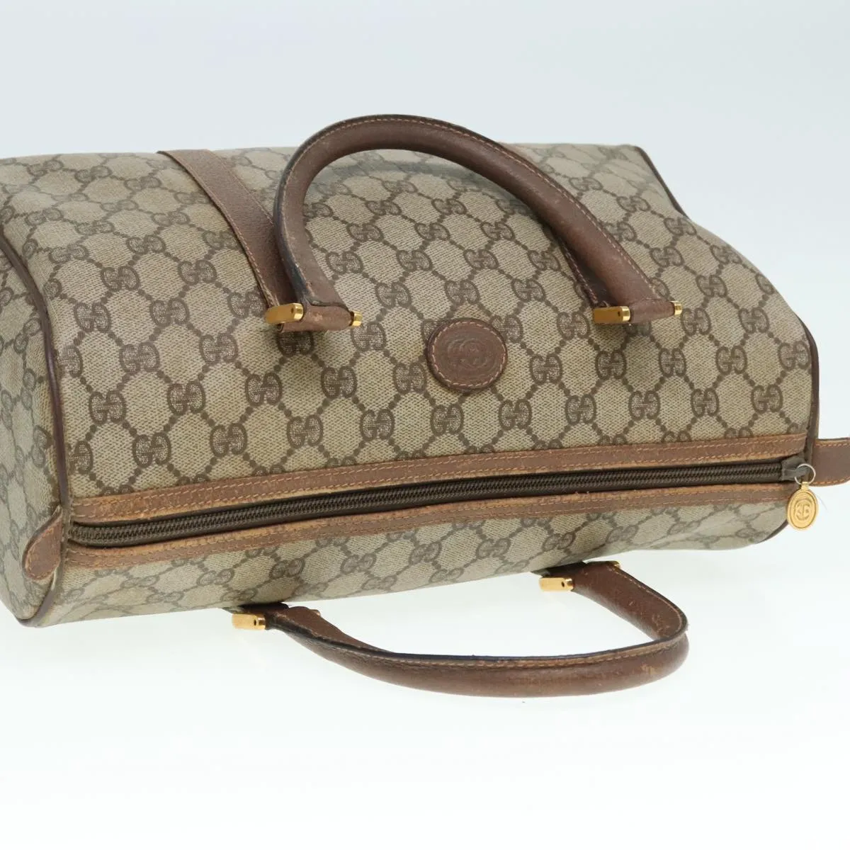 GUCCI GG Supreme Boston Bag PVC Beige Gold 002 39 6842 8039 yk15267