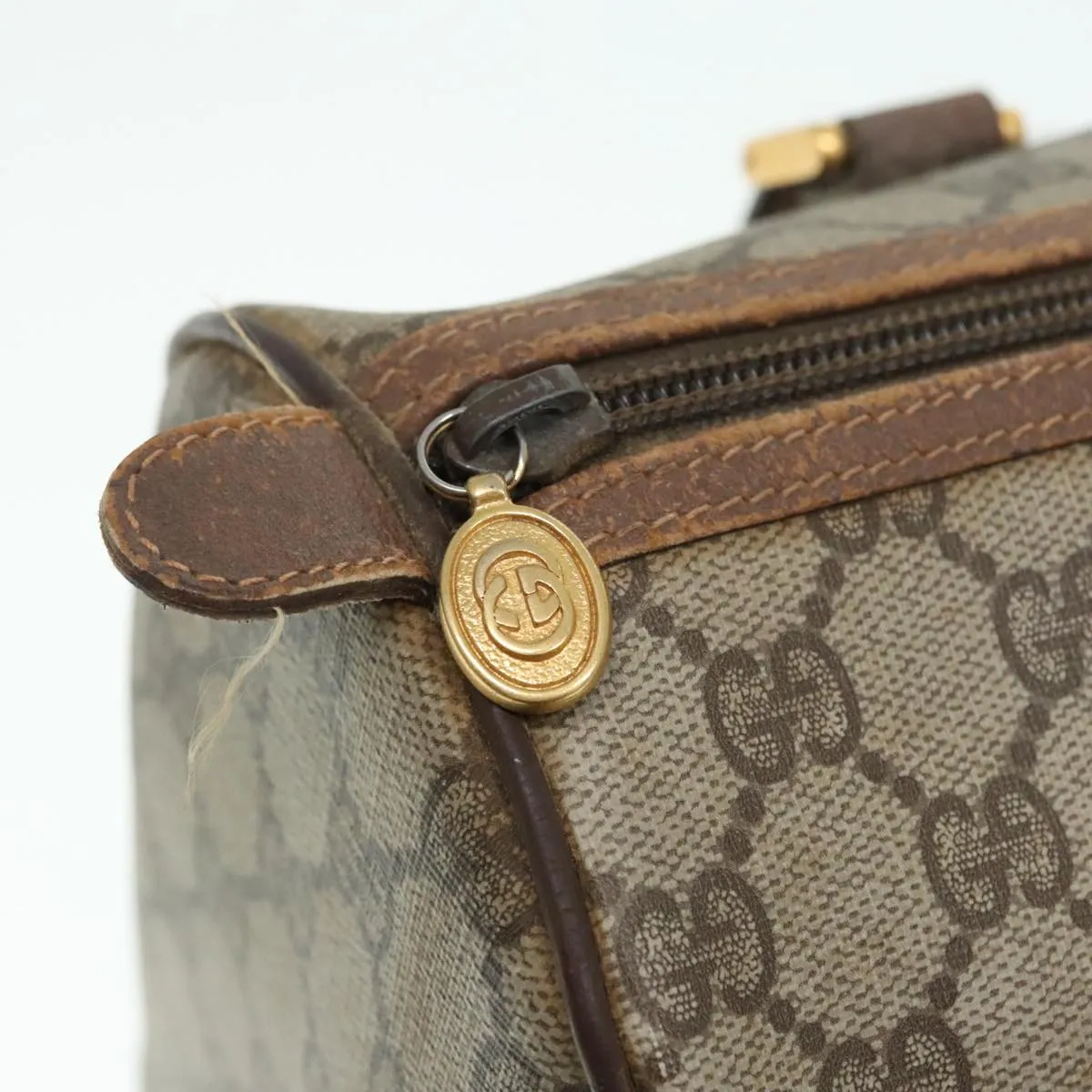GUCCI GG Supreme Boston Bag PVC Beige Gold 002 39 6842 8039 yk15267