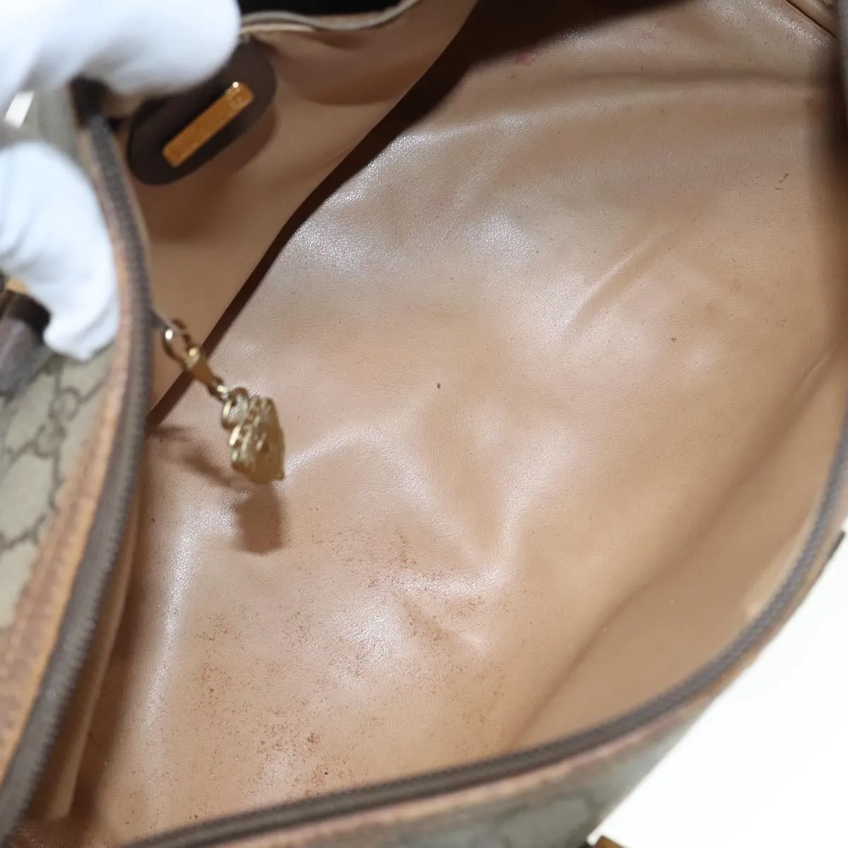 GUCCI GG Supreme Boston Bag PVC Beige Gold 002 39 6842 8039 yk15267