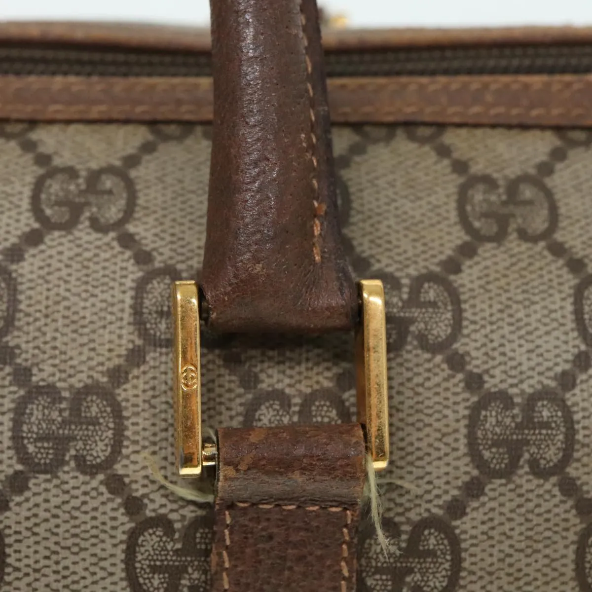 GUCCI GG Supreme Boston Bag PVC Beige Gold 002 39 6842 8039 yk15267