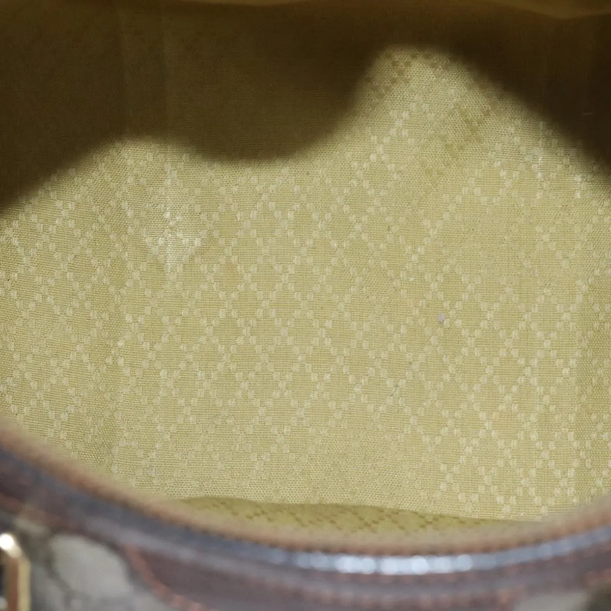 GUCCI GG Supreme Boston Bag PVC Leather Beige Brown Gold 93298