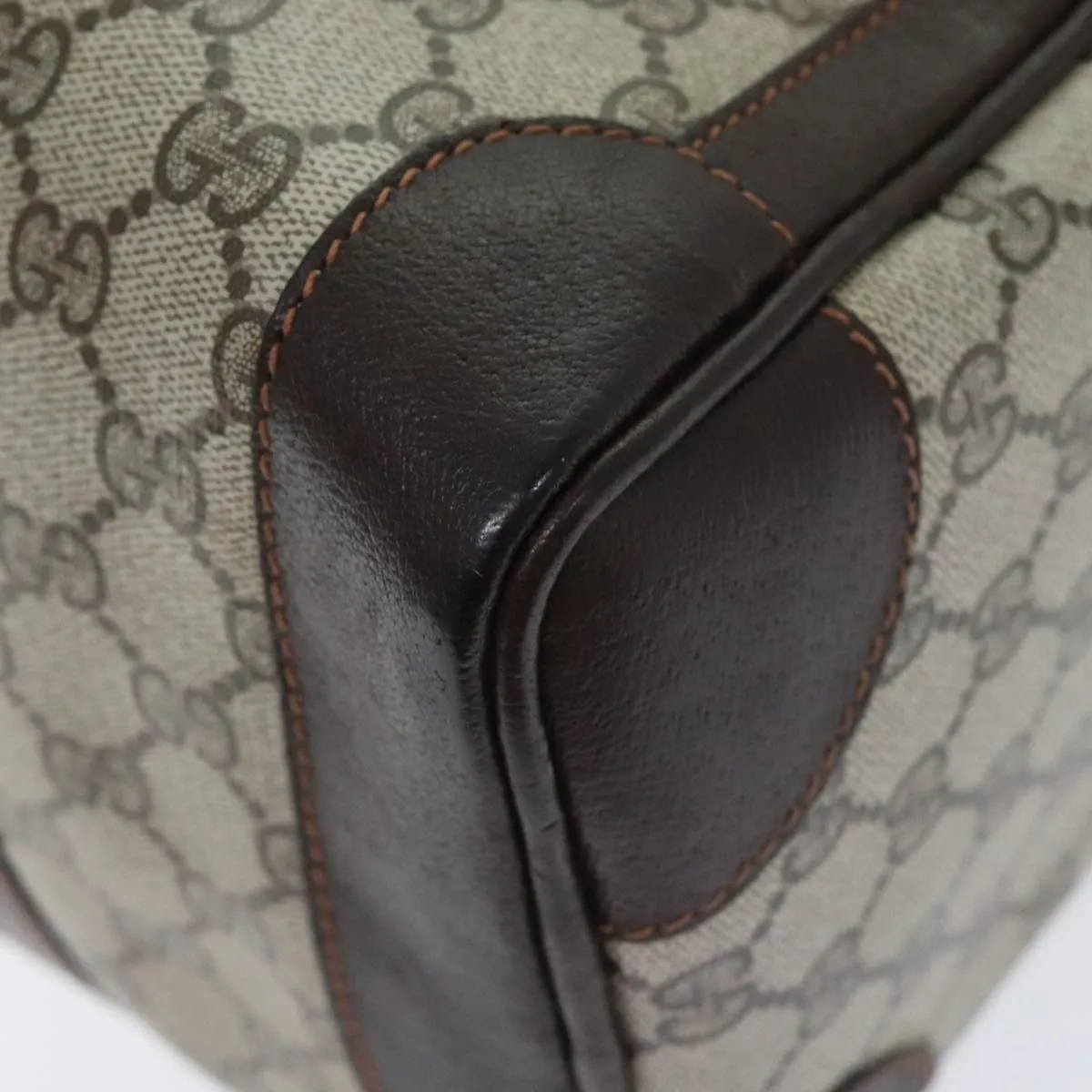 GUCCI GG Supreme Boston Bag PVC Leather Beige Brown Gold 93298
