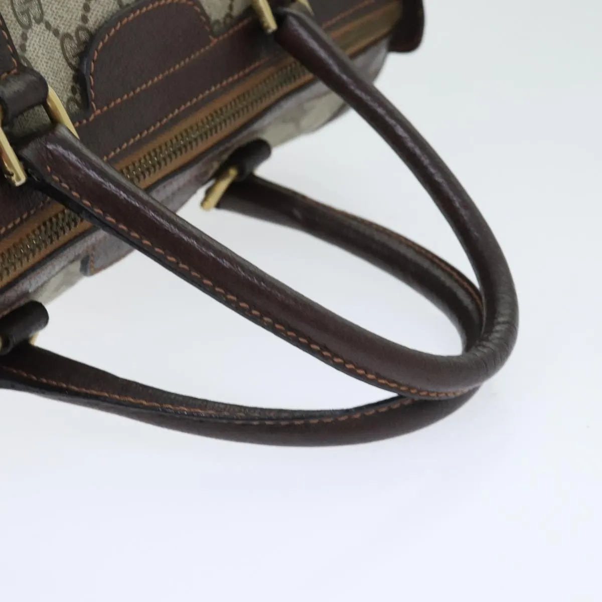 GUCCI GG Supreme Boston Bag PVC Leather Beige Brown Gold 93298
