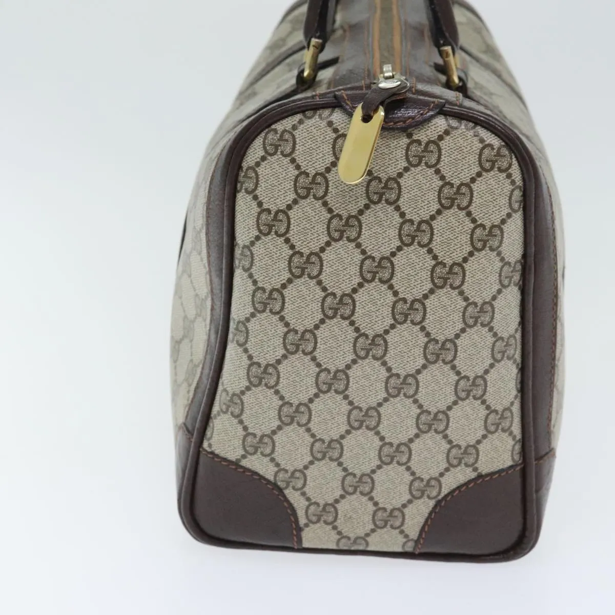 GUCCI GG Supreme Boston Bag PVC Leather Beige Brown Gold 93298