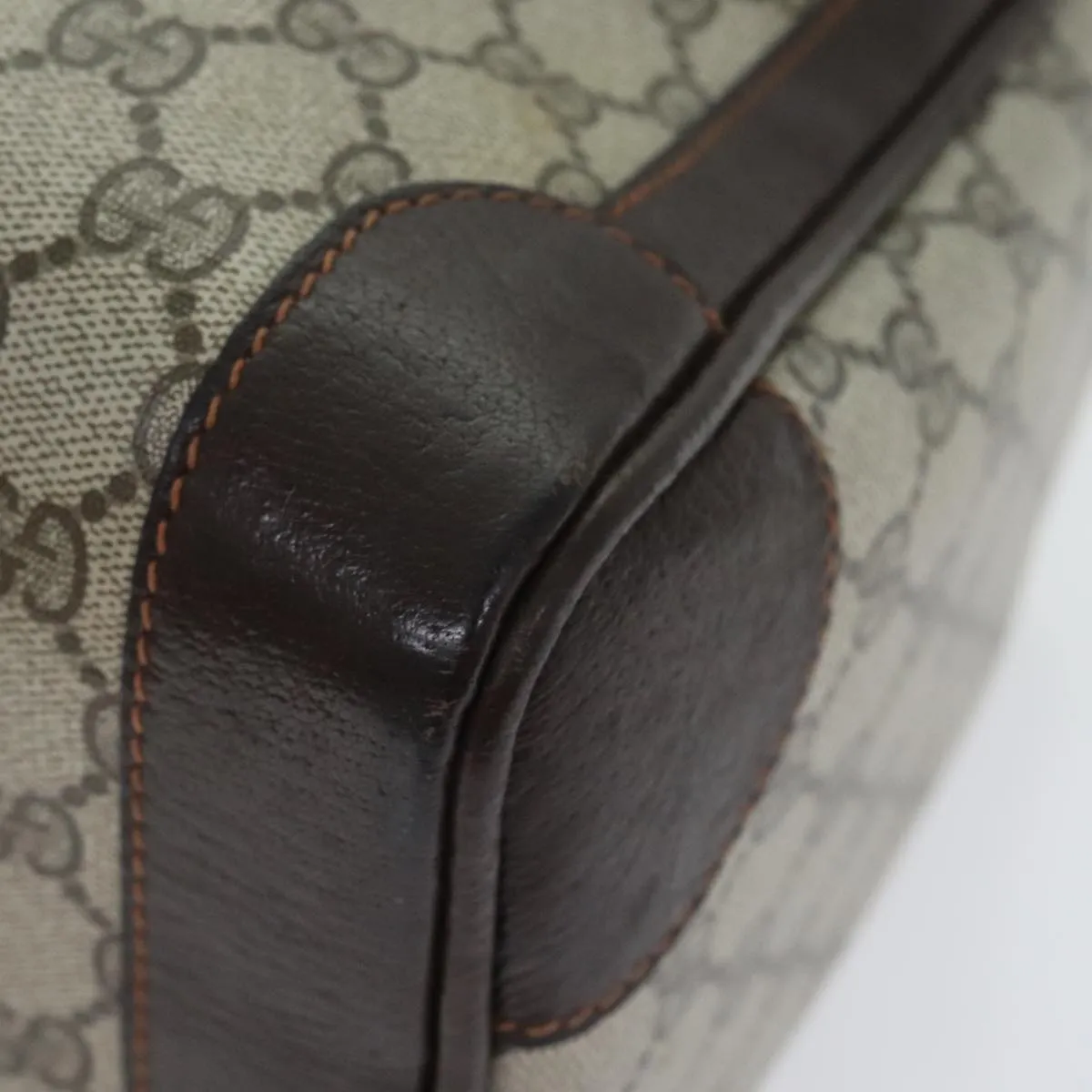 GUCCI GG Supreme Boston Bag PVC Leather Beige Brown Gold 93298