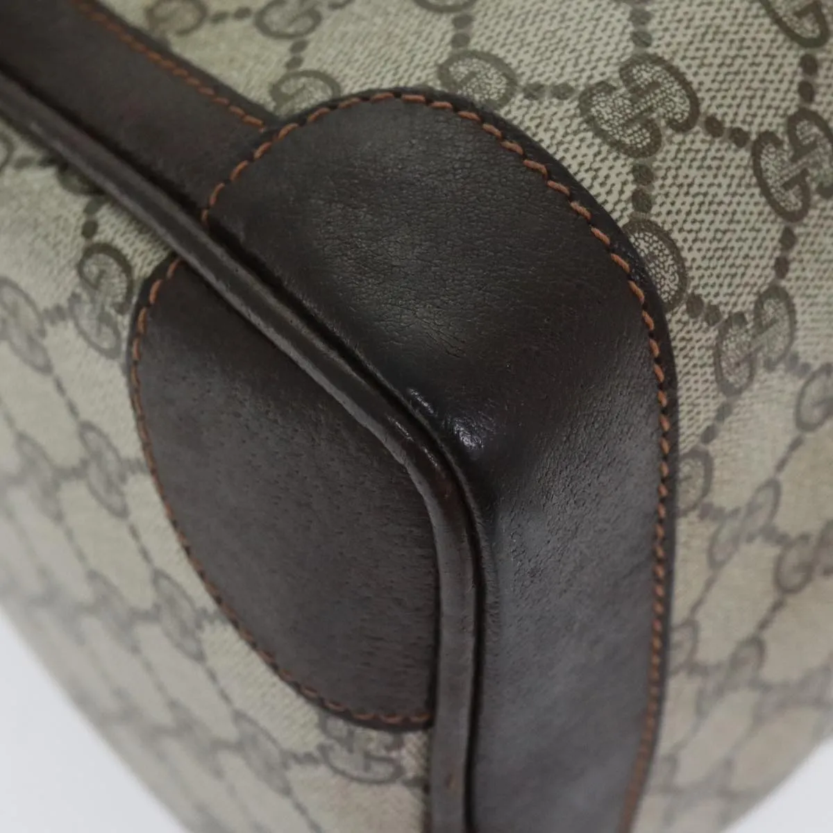 GUCCI GG Supreme Boston Bag PVC Leather Beige Brown Gold 93298
