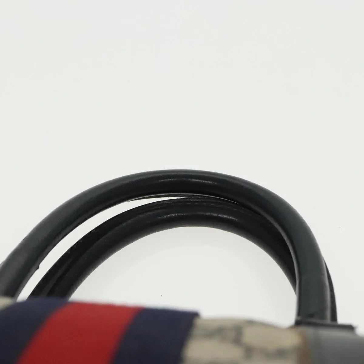 GUCCI GG Supreme Sherry Line Boston Bag PVC Navy Red gold 012 3841 58 94298