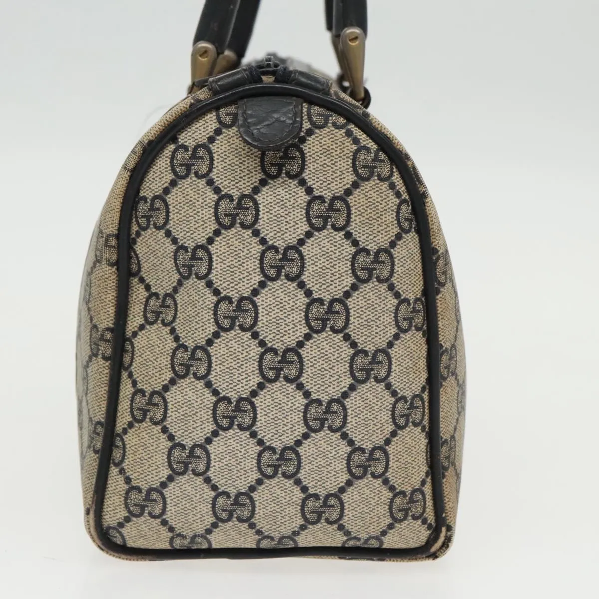 GUCCI GG Supreme Sherry Line Boston Bag PVC Navy Red gold 012 3841 58 94298