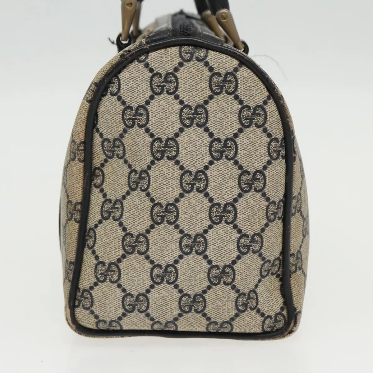 GUCCI GG Supreme Sherry Line Boston Bag PVC Navy Red gold 012 3841 58 94298