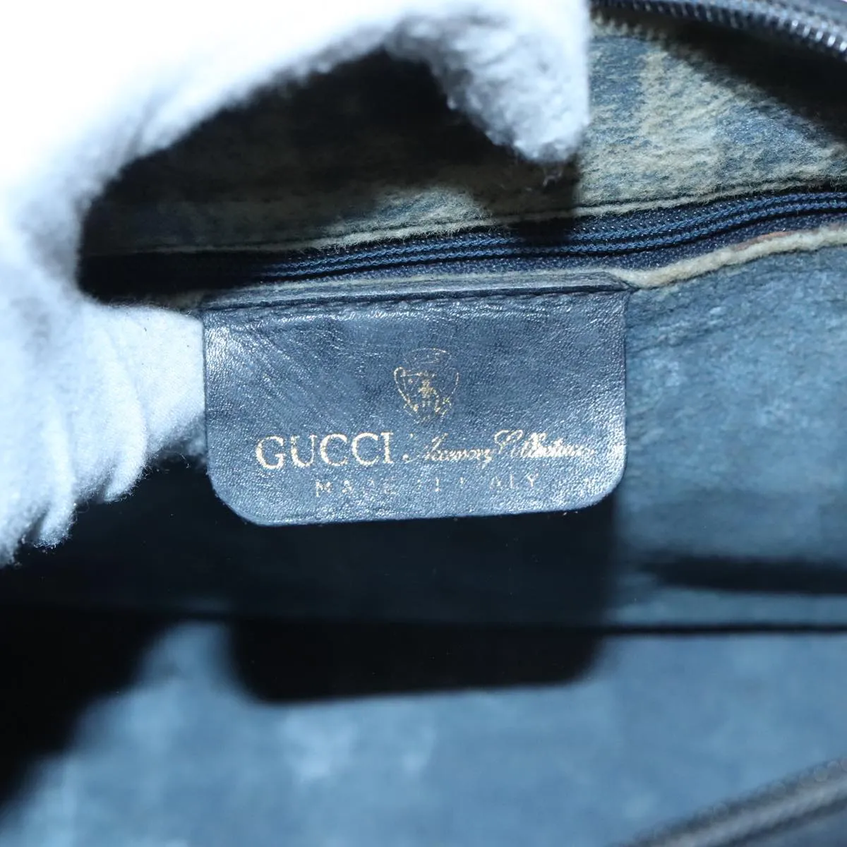 GUCCI GG Supreme Sherry Line Boston Bag PVC Navy Red gold 012 3841 58 94298