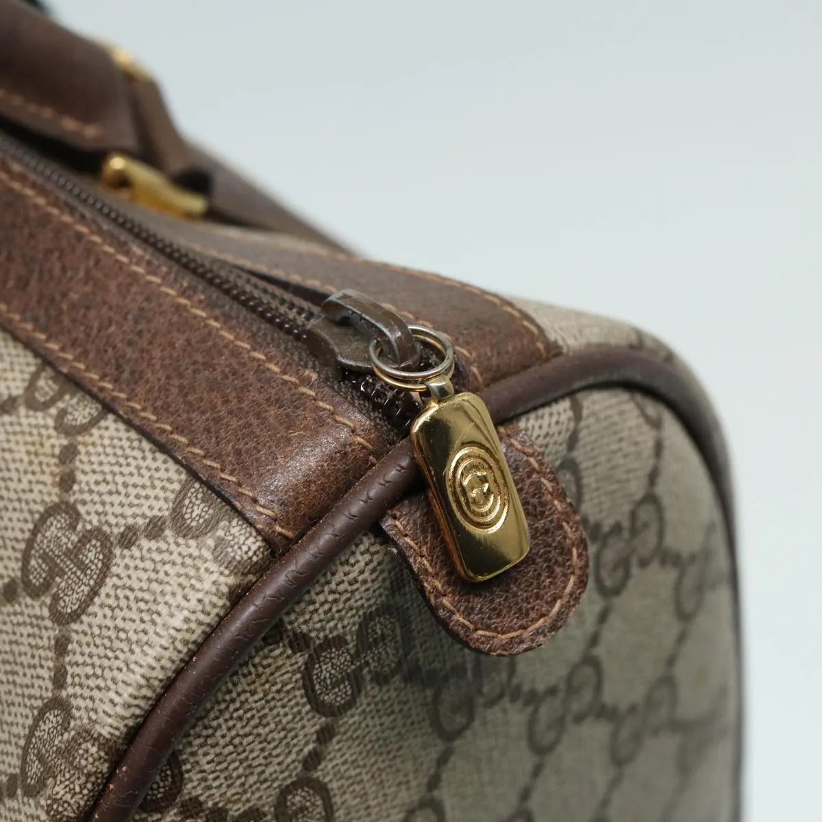 GUCCI GG Supreme Web Sherry Line Boston Bag Beige Red Green 83924