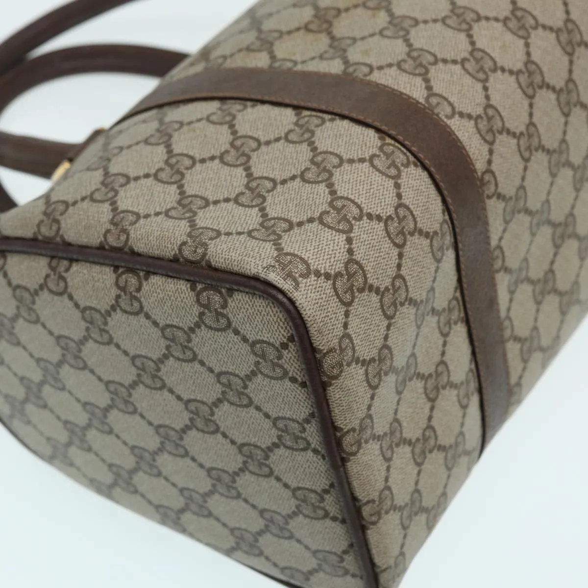 GUCCI GG Supreme Web Sherry Line Boston Bag Beige Red Green 83924