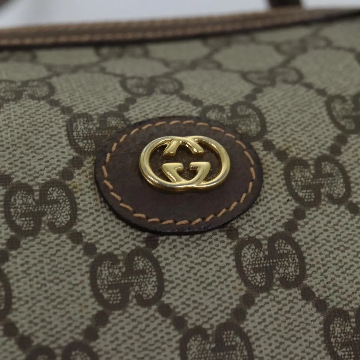 GUCCI GG Supreme Web Sherry Line Boston Bag PVC 2way Beige Red Green ki4476