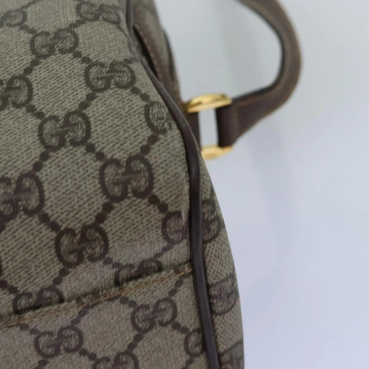 GUCCI GG Supreme Web Sherry Line Boston Bag PVC 2way Beige Red Green ki4476