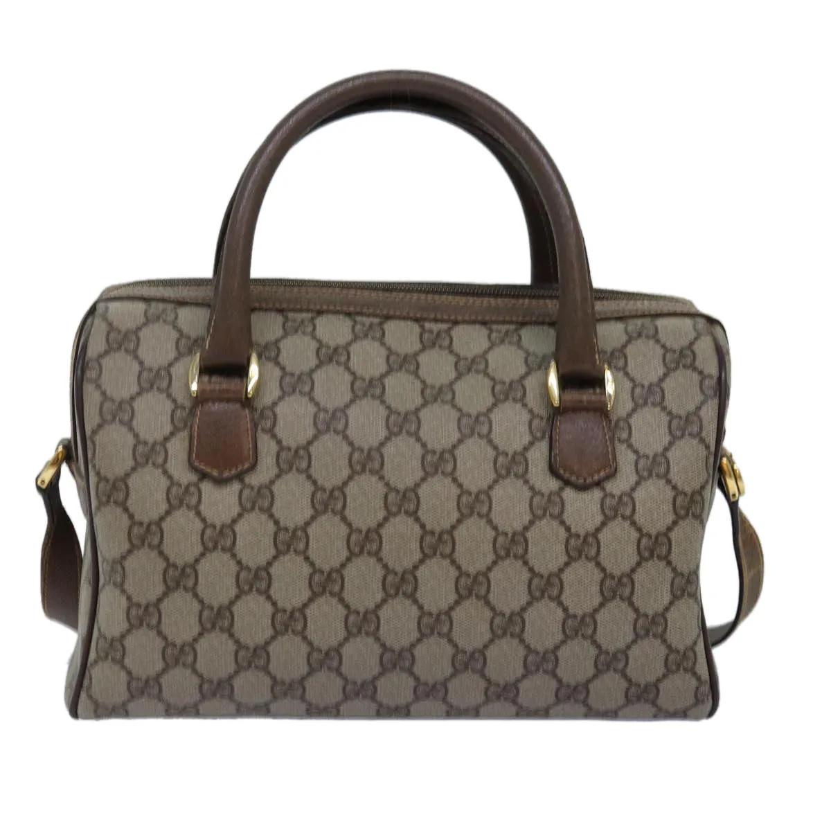 GUCCI GG Supreme Web Sherry Line Boston Bag PVC 2way Beige Red Green ki4476