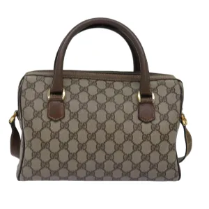 GUCCI GG Supreme Web Sherry Line Boston Bag PVC 2way Beige Red Green ki4476