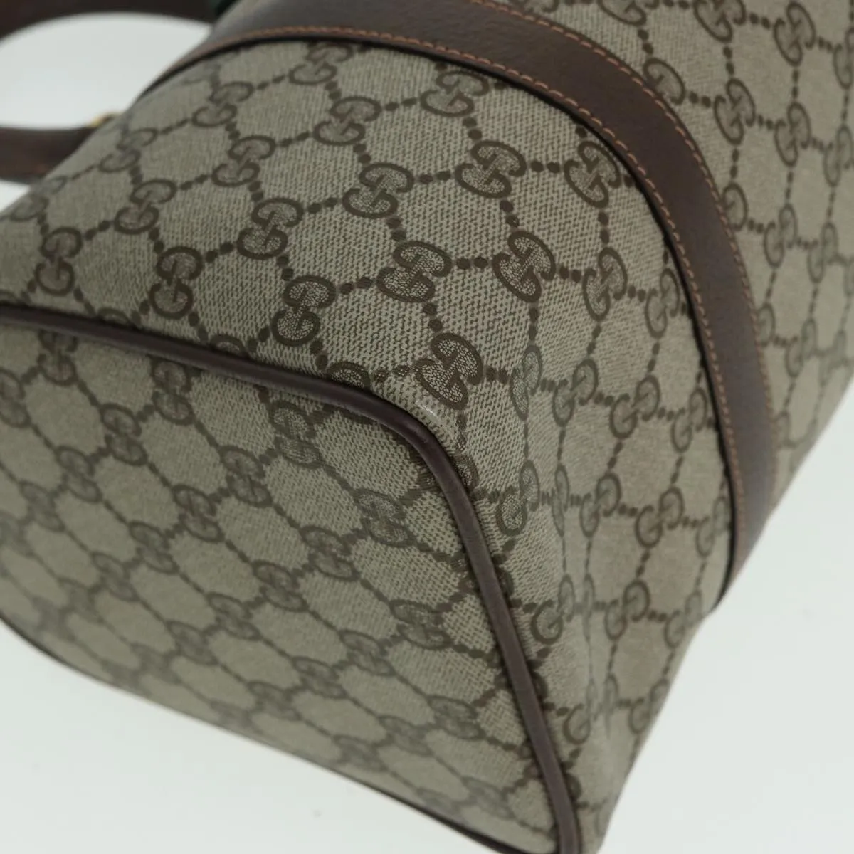GUCCI GG Supreme Web Sherry Line Boston Bag PVC Beige 40 02 007 82874