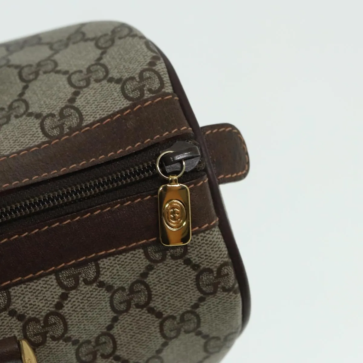 GUCCI GG Supreme Web Sherry Line Boston Bag PVC Beige 40 02 007 82874